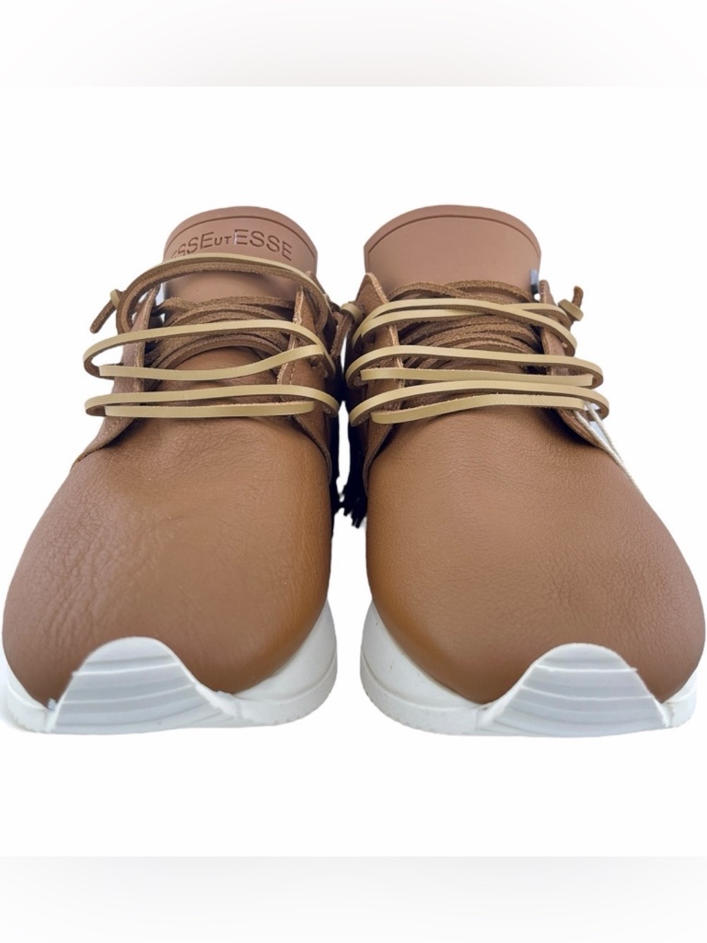 ESSEutESSE new Tan Fringe Leather Sneakers + Box - Picture 12 of 17